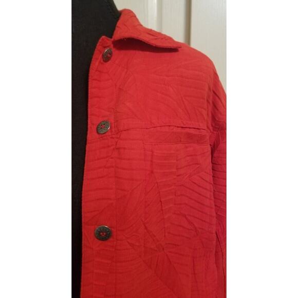 Erin London Women's Red Crinkle Blazer Jacket Button up Long Sleeve Size S - LN - Picture 5 of 9